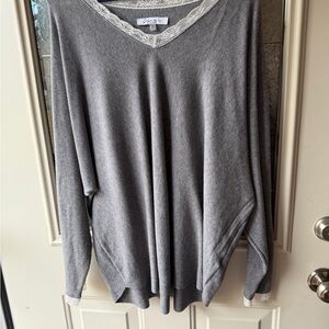 Sioni Gray Sweater with Lace Detail